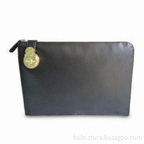 Clutch Bag, Made of Leechee PU, with Silver Zipper Closure and Metal Lock